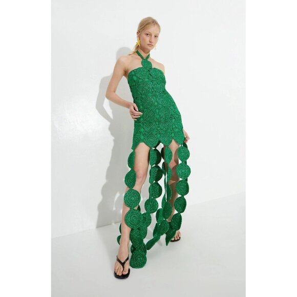 Simon Miller Beep Beep Dress Gummy Green Knit Metallic - Picture 1 of 6